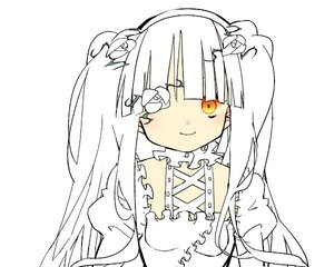 Rating: Safe Score: 0 Tags: 1girl bangs closed_mouth detached_collar dress eyepatch flower frills hair_flower image kirakishou long_hair looking_at_viewer simple_background smile solo twintails upper_body white_background yellow_eyes User: admin