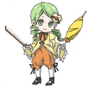 Rating: Safe Score: 0 Tags: 1girl bloomers bow closed_umbrella drill_hair full_body green_eyes green_hair hair_ornament holding holding_umbrella image kanaria long_hair long_sleeves parasol puffy_pants smile solo standing twin_drills umbrella white_background white_bloomers User: admin
