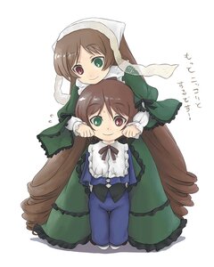 Rating: Safe Score: 0 Tags: 2girls blue_dress brown_hair dress flying_sweatdrops frills full_body green_dress green_eyes hat head_scarf height_difference heterochromia image kumashiro layered_dress long_hair long_sleeves looking_at_viewer multiple_girls pair red_eyes rozen_maiden short_hair siblings simple_background sisters smile souseiseki standing suiseiseki twins very_long_hair white_background User: admin