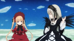Rating: Safe Score: 0 Tags: 2girls black_dress black_wings blonde_hair blue_eyes bonnet bow closed_eyes day dress flower frills hairband image long_hair long_sleeves multiple_girls outdoors pair red_dress ribbon shinku silver_hair sky suigintou twintails very_long_hair wings User: admin