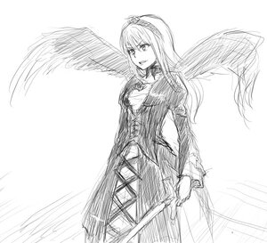 Rating: Safe Score: 0 Tags: 1girl angel_wings bangs dress feathered_wings feathers greyscale hairband image long_hair long_sleeves looking_at_viewer monochrome smile solo solo_wing striped suigintou white_background wings User: admin
