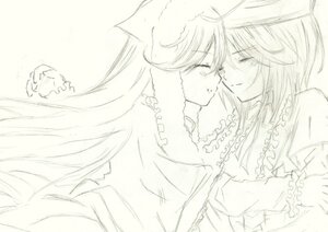 Rating: Safe Score: 0 Tags: 2girls blush closed_eyes frills hakurei_reimu image long_hair monochrome multiple_girls pair sketch souseiseki suiseiseki yuri User: admin