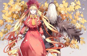 Rating: Safe Score: 0 Tags: 1girl 2girls autumn_leaves bird black_wings blonde_hair blue_eyes bonnet bow cane capelet commentary_request dress feathered_wings flower hair_ribbon hairband image long_hair long_sleeves looking_at_viewer multiple_girls nine_(liuyuhao1992) pair photoshop_(medium) red_dress ribbon rozen_maiden shinku solo standing suigintou sunflower twintails very_long_hair white_hair wings yellow_flower User: admin
