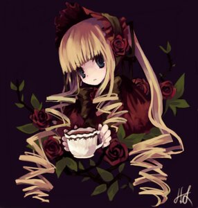 Rating: Safe Score: 0 Tags: 1girl blonde_hair blue_eyes dress drill_hair flower image long_hair looking_at_viewer pink_rose red_flower red_rose rose shinku solo teacup twin_drills User: admin