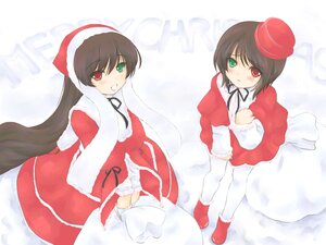 Rating: Safe Score: 0 Tags: 2girls blush brown_hair christmas dress green_eyes hat heterochromia image long_hair long_sleeves multiple_girls pair pantyhose red_eyes sack santa_costume santa_hat short_hair siblings sisters smile souseiseki suiseiseki twins User: admin