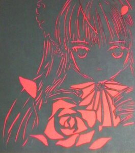 Rating: Safe Score: 0 Tags: 1girl blurry flower image looking_at_viewer monochrome petals red_flower ribbon rose shinku simple_background solo User: admin