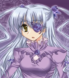 Rating: Safe Score: 0 Tags: 1girl auto_tagged barasuishou breasts dress eyepatch flower hair_ribbon image long_hair long_sleeves looking_at_viewer puffy_sleeves ribbon rose silver_hair solo upper_body very_long_hair yellow_eyes User: admin