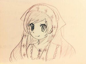 Rating: Safe Score: 0 Tags: 1girl closed_mouth dress image long_sleeves looking_at_viewer monochrome simple_background sketch smile solo suiseiseki upper_body veil User: admin