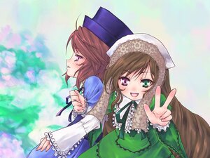 Rating: Safe Score: 0 Tags: 2girls brown_hair dress flower green_dress green_eyes hat head_scarf heterochromia image long_hair long_sleeves multiple_girls open_mouth pair purple_eyes short_hair siblings sisters smile souseiseki suiseiseki twins User: admin