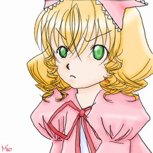 Rating: Safe Score: 0 Tags: 1girl animal_ears blonde_hair bow dress drill_hair eyebrows_visible_through_hair green_eyes hina_ichigo hinaichigo image looking_at_viewer pink_bow pink_dress puffy_sleeves ribbon short_hair simple_background solo striped upper_body white_background User: admin