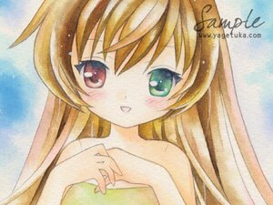 Rating: Safe Score: 0 Tags: 1girl :d blush brown_hair green_eyes image long_hair looking_at_viewer marker_(medium) open_mouth red_eyes smile solo suiseiseki traditional_media watercolor_(medium) User: admin