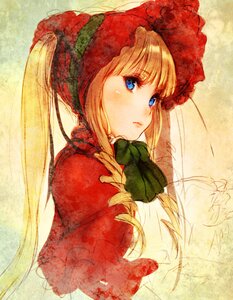 Rating: Safe Score: 0 Tags: 1girl bangs blonde_hair blue_eyes bonnet bow bowtie dress drill_hair eyelashes face green_bow green_neckwear image lips long_hair long_sleeves looking_at_viewer makimura_shunsuke red_dress rozen_maiden shinku sketch solo twintails upper_body User: admin