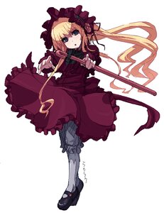 Rating: Safe Score: 0 Tags: 1girl :o black_footwear blonde_hair blue_eyes bow dress flower frills full_body image long_hair long_sleeves looking_at_viewer red_dress rose shinku shoes solo standing striped twintails User: admin