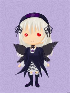 Rating: Safe Score: 0 Tags: 1girl bangs black_dress black_wings boots chibi dress flower full_body hairband image long_hair long_sleeves looking_at_viewer red_eyes rose smile solo standing suigintou thighhighs wings User: admin