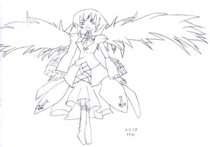 Rating: Safe Score: 0 Tags: 1girl angel_wings boots bow dated feathered_wings full_body greyscale image kishin_sagume long_sleeves monochrome solo solo_wing striped suigintou wings User: admin