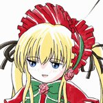 Rating: Safe Score: 0 Tags: 1girl bangs blonde_hair blue_eyes eyebrows_visible_through_hair image long_hair looking_at_viewer open_mouth ribbon shinku solo upper_body User: admin