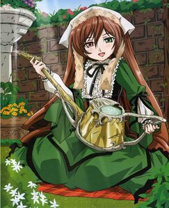 Rating: Safe Score: 0 Tags: 1girl blush brown_hair corset dress flower green_dress green_eyes head_scarf heterochromia image long_hair long_sleeves open_mouth outdoors red_eyes sitting smile solo suiseiseki twintails very_long_hair watering_can User: admin