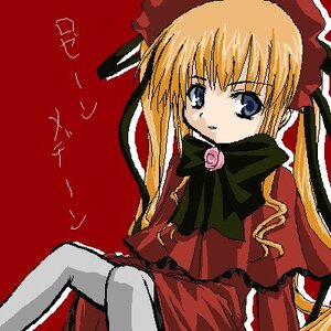 Rating: Safe Score: 0 Tags: 1girl blonde_hair blue_eyes bonnet bow bowtie capelet dress flower hat image long_hair long_sleeves looking_at_viewer oekaki red_background red_dress rose shinku simple_background sitting solo twintails User: admin