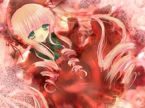 Rating: Safe Score: 0 Tags: 1girl blonde_hair bow dress drill_hair flower frills green_eyes image long_hair long_sleeves looking_at_viewer red_dress rose shinku solo twin_drills twintails very_long_hair User: admin