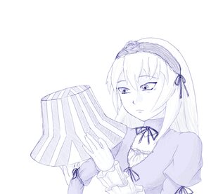 Rating: Safe Score: 0 Tags: 1girl blush dress frilled_sleeves frills hairband holding image juliet_sleeves long_hair long_sleeves monochrome puffy_sleeves ribbon rose simple_background solo suigintou upper_body white_background User: admin