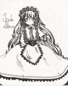 Rating: Safe Score: 0 Tags: 1girl dress elbow_gloves frills gothic_lolita image lolita_fashion long_hair long_sleeves looking_at_viewer monochrome ribbon solo suiseiseki very_long_hair User: admin