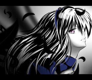 Rating: Safe Score: 0 Tags: 1girl black_border black_feathers closed_mouth feathers flower image letterboxed long_hair looking_at_viewer profile purple_eyes rose solo suigintou User: admin