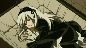Rating: Safe Score: 0 Tags: 1girl dress frilled_sleeves frills hairband image long_hair long_sleeves looking_at_viewer lying on_side rose silver_hair solo suigintou User: admin