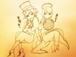 Rating: Safe Score: 0 Tags: 2boys ahoge boots braid halo hat image monochrome multiple_boys pants short_hair solo souseiseki top_hat wings yellow_theme User: admin