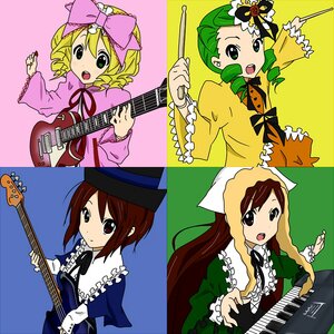 Rating: Safe Score: 0 Tags: 4girls acoustic_guitar amplifier_(instrument) bass_guitar beamed_eighth_notes beamed_sixteenth_notes blonde_hair bow bow_(instrument) brown_hair dress drill_hair drum eighth_note electric_guitar frills green_eyes green_hair guitar hat heterochromia holding_instrument image instrument keyboard_(instrument) long_hair long_sleeves multiple multiple_girls music musical_note open_mouth piano pink_bow playing_instrument plectrum quarter_note ribbon sheet_music short_hair singing suiseiseki tagme top_hat trumpet twin_drills violin User: admin