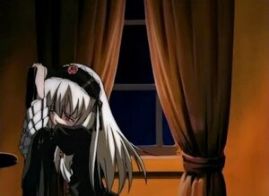 Rating: Safe Score: 0 Tags: 1girl black_dress closed_eyes curtains dress flower frills hairband image indoors long_hair long_sleeves rose silver_hair sleeping solo suigintou table very_long_hair window User: admin