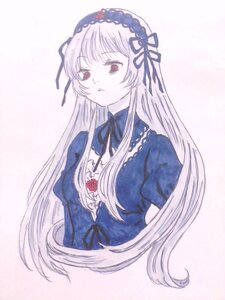 Rating: Safe Score: 0 Tags: 1girl bangs black_ribbon dress flower frills hairband image long_hair long_sleeves pale_skin puffy_sleeves red_eyes ribbon rose simple_background solo striped suigintou upper_body User: admin