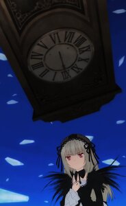 Rating: Safe Score: 0 Tags: 1girl bangs black_dress black_ribbon black_wings clock closed_mouth dress feathers flower frills hairband image long_hair long_sleeves looking_at_viewer petals red_eyes ribbon rose silver_hair sky solo suigintou wings User: admin