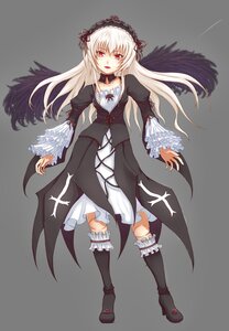 Rating: Safe Score: 3 Tags: 1girl black_dress black_wings boots dress frilled_sleeves frills full_body hairband image knee_boots long_hair long_sleeves looking_at_viewer red_eyes ribbon silver_hair solo suigintou wings User: admin