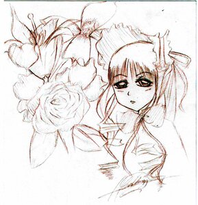 Rating: Safe Score: 0 Tags: 2girls image looking_at_viewer monochrome multiple_girls shinku simple_background sketch solo User: admin