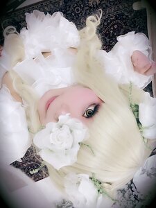 Rating: Safe Score: 0 Tags: 1girl blonde_hair closed_mouth eyelashes face flower kirakishou lace lips looking_at_viewer photo portrait solo white_flower white_rose User: admin