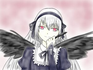 Rating: Safe Score: 0 Tags: 1girl angel angel_wings bird_wings black_ribbon black_wings dress feathered_wings feathers frills hairband halo image juliet_sleeves long_hair long_sleeves looking_at_viewer pink_eyes puffy_sleeves ribbon silver_hair smile solo suigintou upper_body white_wings wings User: admin