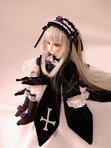 Rating: Safe Score: 0 Tags: 1girl doll dress frills gothic_lolita hairband lolita_fashion long_hair long_sleeves red_eyes rose solo suigintou very_long_hair wings User: admin