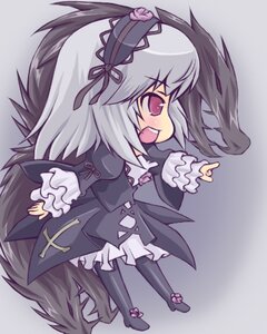 Rating: Safe Score: 0 Tags: 1girl black_wings chibi dress frills full_body hairband image long_hair long_sleeves open_mouth ribbon silver_hair solo suigintou very_long_hair wings User: admin