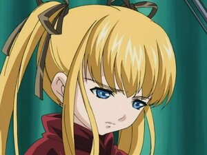 Rating: Safe Score: 0 Tags: 1girl bangs black_ribbon blonde_hair blue_eyes closed_mouth face hair_ribbon image long_hair parody portrait ribbon shinku sidelocks solo twintails User: admin