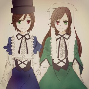 Rating: Safe Score: 0 Tags: 2girls blue_dress brown_hair dress frills green_dress green_eyes hat head_scarf heterochromia image long_hair long_sleeves looking_at_viewer multiple_girls pair red_eyes short_hair siblings simple_background sisters smile souseiseki suiseiseki top_hat twins very_long_hair User: admin