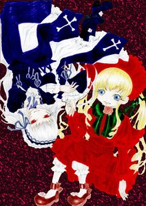 Rating: Safe Score: 0 Tags: 2girls blonde_hair blue_eyes bow dress drill_hair flower frills image long_hair long_sleeves looking_at_viewer multiple_girls pair red_eyes rose shinku suigintou wings User: admin