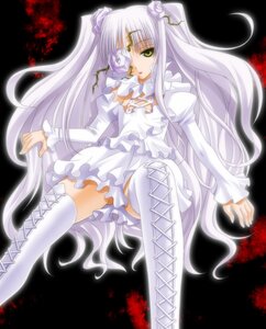Rating: Safe Score: 0 Tags: 1girl bad_id bad_pixiv_id boots cross-laced_footwear dress eyepatch flower frills hair_flower hair_ornament highres image kirakishou knee_boots long_hair long_sleeves no_panties rose rozen_maiden solo thigh_boots thighhighs twintails umekichi very_long_hair white_hair yellow_eyes User: admin