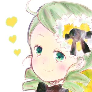 Rating: Safe Score: 0 Tags: 1girl auto_tagged blush closed_mouth face flower green_eyes green_hair hair_flower hair_ornament heart image kanaria looking_at_viewer portrait simple_background smile solo white_background User: admin