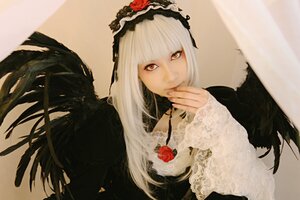 Rating: Safe Score: 0 Tags: 1girl bangs black_wings dress feathered_wings feathers fingernails flower gothic_lolita lace lips lolita_fashion long_hair long_sleeves looking_at_viewer nail_polish red_eyes red_flower red_rose rose solo suigintou upper_body wings User: admin