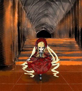 Rating: Safe Score: 0 Tags: 1girl blonde_hair bonnet bow dress image long_hair long_sleeves looking_at_viewer red_dress rose shinku shoes solo standing twintails very_long_hair User: admin