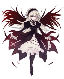 Rating: Safe Score: 0 Tags: 1girl black_wings dress feathers flower frilled_sleeves frills full_body hairband image juliet_sleeves long_hair long_sleeves looking_at_viewer puffy_sleeves rose solo suigintou white_background wings User: admin