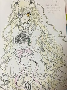 Rating: Safe Score: 0 Tags: 1girl boots bouquet dress flower frills hair_flower hair_ornament image kirakishou long_hair rose smile solo spot_color traditional_media very_long_hair wavy_hair yellow_eyes User: admin