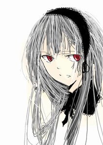 Rating: Safe Score: 0 Tags: 1girl bangs black_ribbon closed_mouth dress eyebrows_visible_through_hair hairband image long_hair looking_at_viewer red_eyes ribbon silver_hair simple_background solo suigintou upper_body white_background User: admin