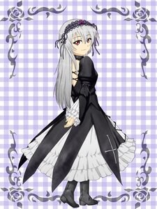 Rating: Safe Score: 0 Tags: 1girl argyle argyle_background argyle_legwear black_dress black_footwear board_game boots checkered checkered_background checkered_floor checkered_kimono chess_piece dress flower frilled_sleeves frills full_body gothic_lolita hairband high_heels image lolita_fashion long_hair long_sleeves looking_at_viewer looking_back plaid_background red_eyes ribbon rose silver_hair smile solo suigintou tile_floor tiles wings User: admin