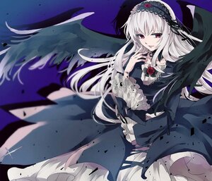 Rating: Safe Score: 0 Tags: 1girl black_dress black_wings dress feathered_wings feathers flower frills hairband image lolita_fashion lolita_hairband long_hair long_sleeves looking_at_viewer red_eyes rose silver_hair smile solo suigintou very_long_hair wings User: admin